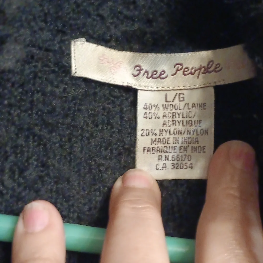 Free People Black Wool Blend Cardigan